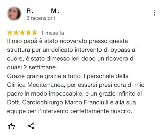 Recensioni al Dott. Marco Franciulli - Cardiochirurgo a Napoli e Salerno
